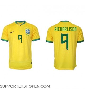 Brasilien Richarlison #9 Hemma Matchtröja VM 2022 Kortärmad